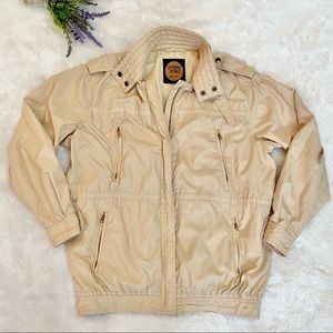 VINTAGE 80s Beige Utility Bomber Jacket